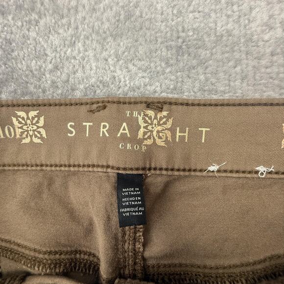 White House Black Market Pants Womens 10L Straight Crop Brown Metallic Print - Picture 6 of 13